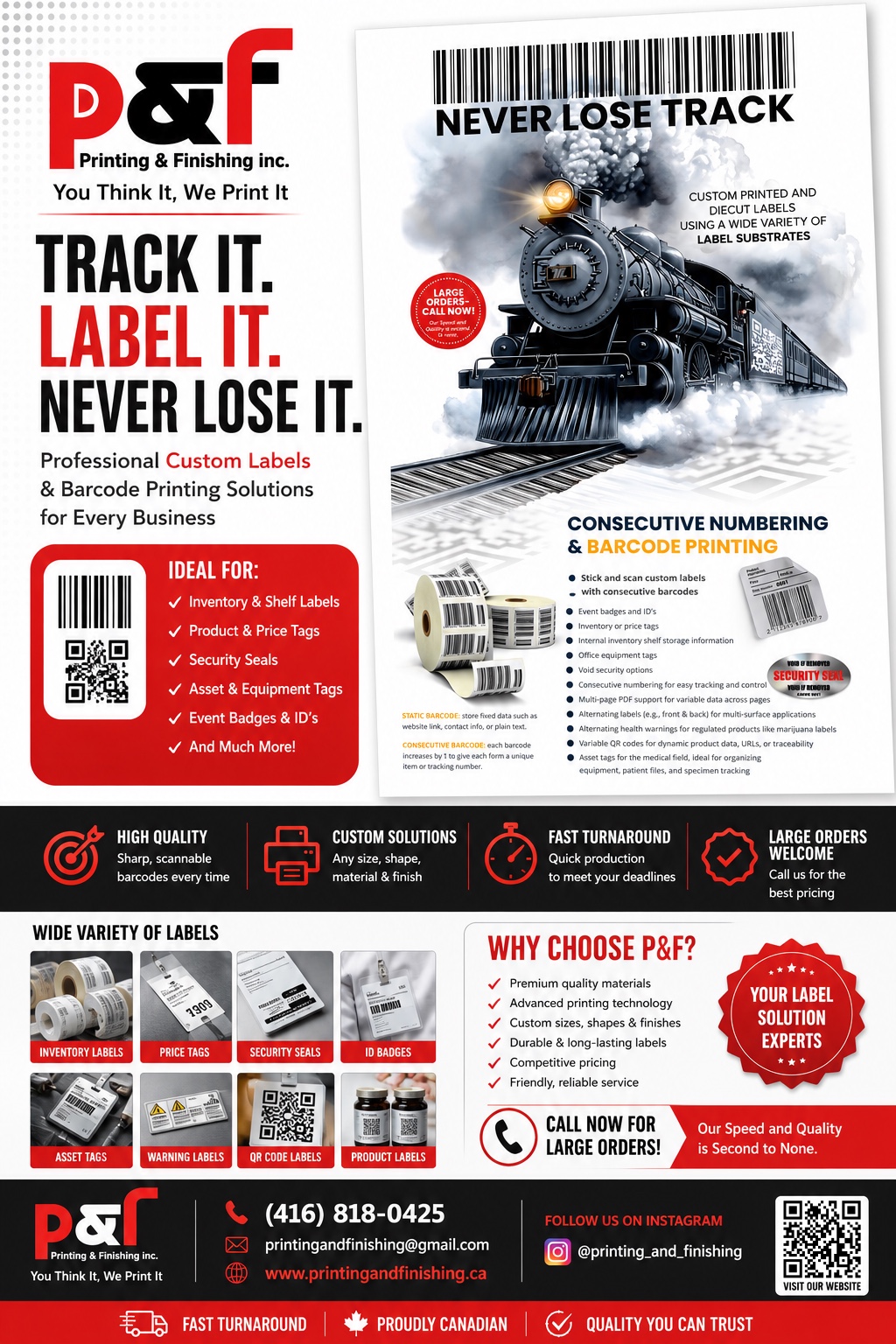 Barcode printing and consecutive numbering services